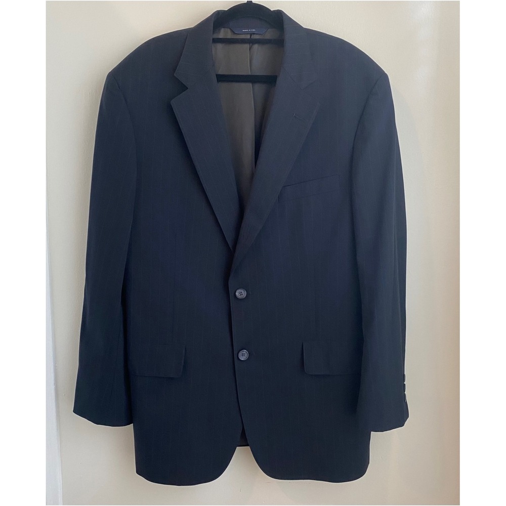 Brooks Brothers Brooksease Blazer Mens 42 Navy Blue Pinstripe Wool Suit Jacket